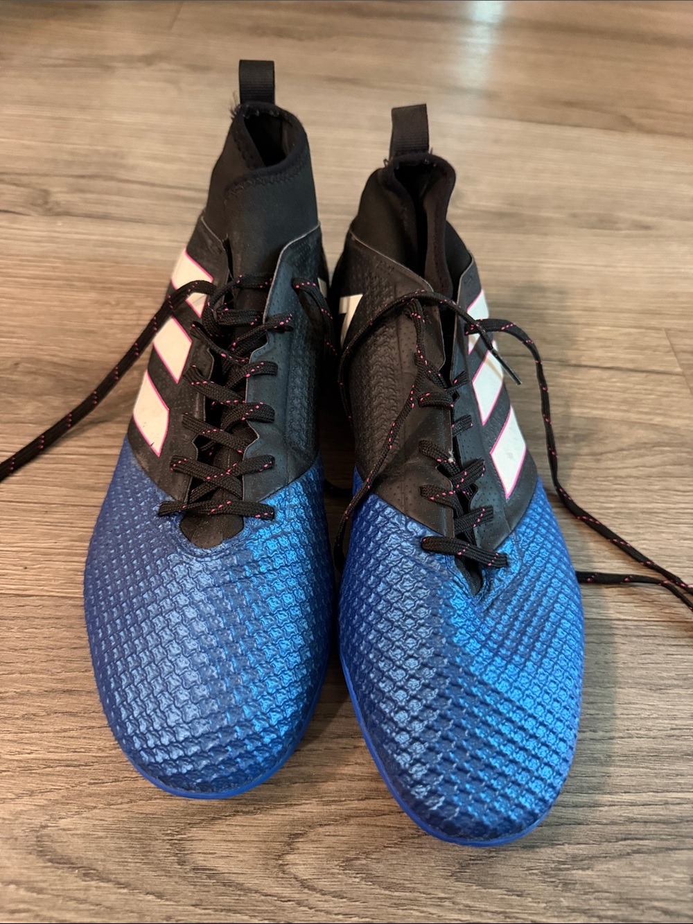 adidas Blue Black Soccer turf with White Stripes